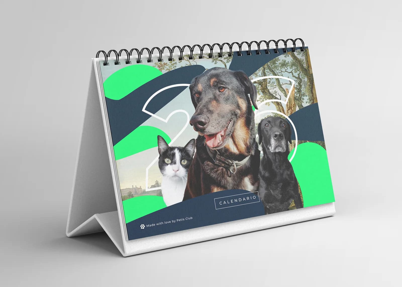 Calendario de escritorio Petis con foto de mascotas en portada